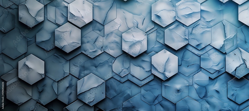Poster blue geometric background featuring stylish hexagonal shapes and futuristic patterns for creative de