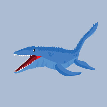 blue mosasaurus swimming, open mouth clip art preview