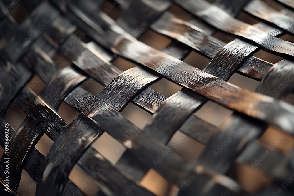 Poster close-up of dark woven texture with intricate pattern and subtle highlights.