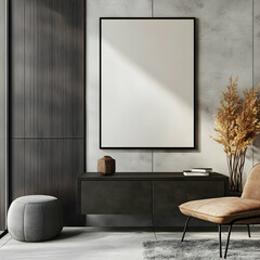 Modern Interior. Blank Canvas in Minimalist Setting