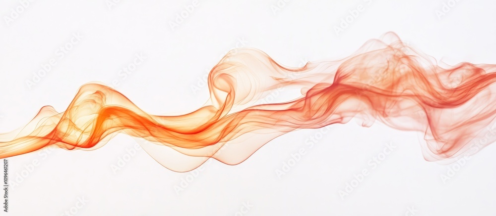 Poster abstract red and orange smoke wave flowing gracefully on a white background creating a sense of moti