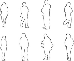 vector sketch illustration of a human silhouette design with all its activities for completeness of the image