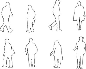 vector sketch illustration of a human silhouette design with all its activities for completeness of the image