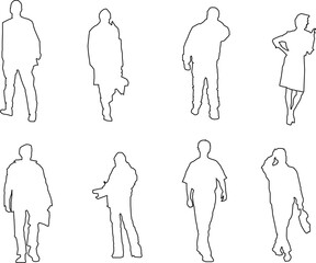 vector sketch illustration of a human silhouette design with all its activities for completeness of the image