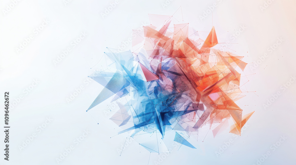 Poster exploring the digital consciousness interface a geometric mind mapping system in soft pastel technol