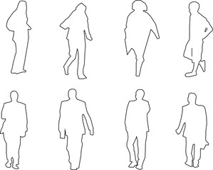 vector sketch illustration of a human silhouette design with all its activities for completeness of the image