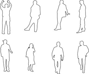vector sketch illustration of a human silhouette design with all its activities for completeness of the image