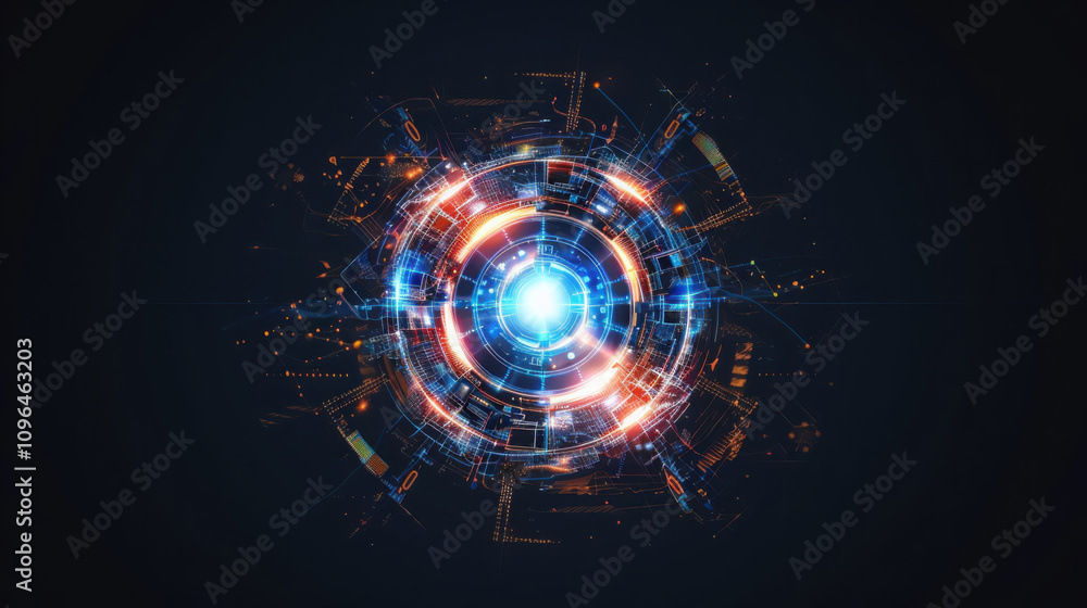 Poster exploring biomechanical control interfaces geometric neural connection points in soft metallic color