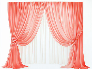Architectural Curtain Decoration Featuring Pale Red Drapes and Delicate Ties