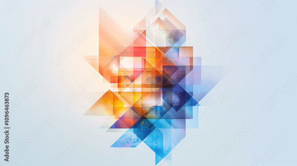 Poster exploring quantum decoherence geometric quantum-classical transition in soft pastel colors scientifi