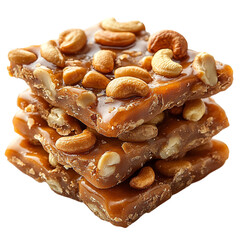 Yummy Cashew Brittle Isolated On Transparent Background 
