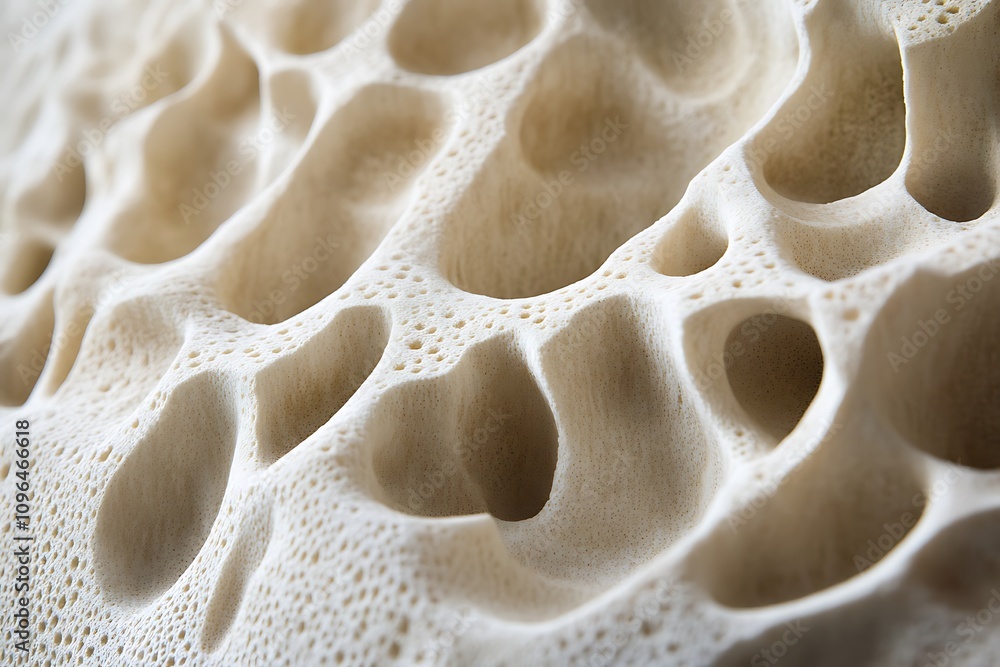 Poster Close-up of porous bone structure, showing intricate detail and texture. (1)