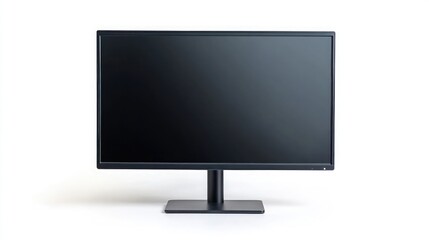 Computer monitor with blank screen for workspace setup isolated on white background