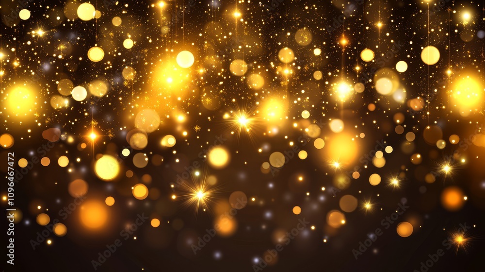 Poster an elegant abstract background that showcases shimmering gold bokeh lights gracefully over a dark ca