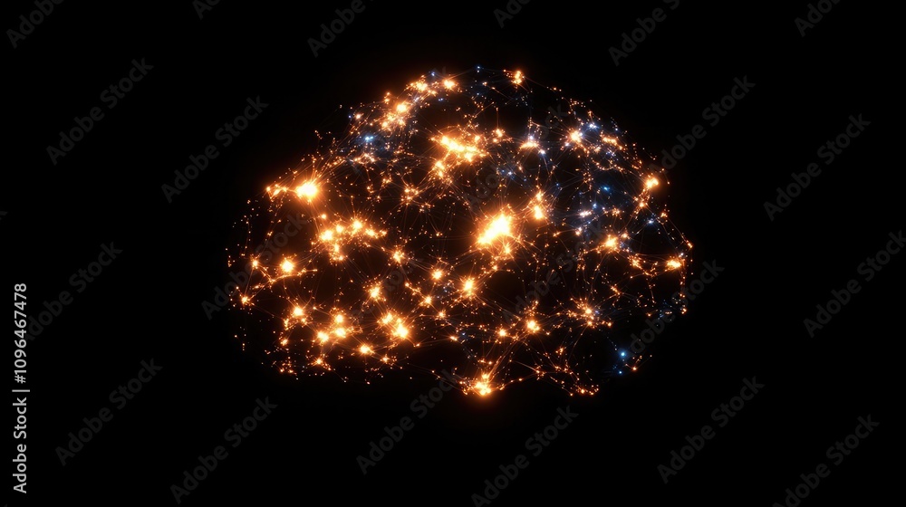 Poster conceptual digital brain glowing with advanced neural network connections illustration of deep learn