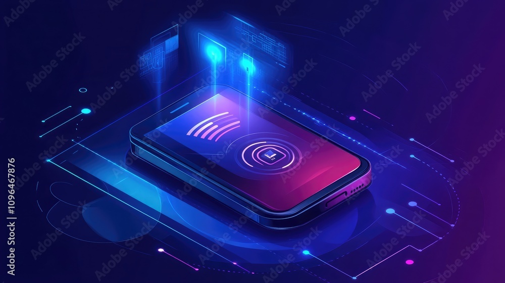 Poster contactless mobile payment concept with nfc technology enabling secure transactions