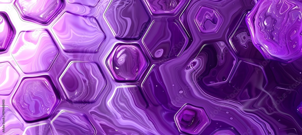 Poster a vibrant purple geometric background featuring sleek hexagonal patterns, creating a modern and futu