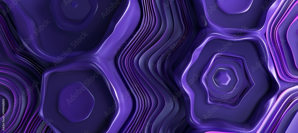 Poster a vibrant purple geometric background featuring sleek hexagonal patterns, creating a modern and futu