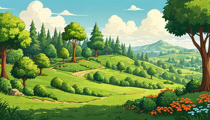 Paysage d'été verdoyant