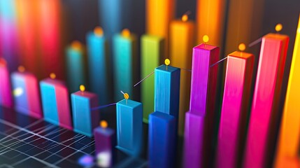 Obraz premium Abstract tessellated chart with vibrant colors, [business design], [depicting innovation in market visualization tools