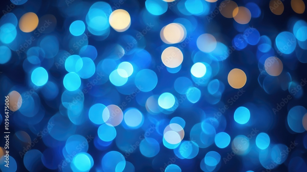 Poster abstract blue glowing particles creating a bokeh effect with depth