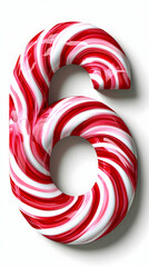 Fototapeta premium Candy Cane Number Six. Sweet Spiral Design