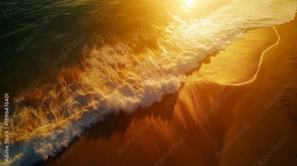 Poster the ocean is calm and the sun is setting, creating a beautiful