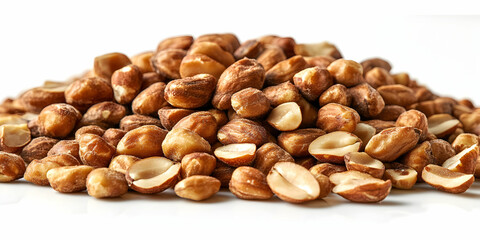 Obraz premium Roasted Peanuts: A Detailed Close-Up of Shelled and Unshelled Peanuts in a Pile