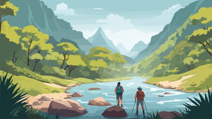 river trakking vector in photo