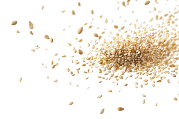 sesame seeds flying on transparent background