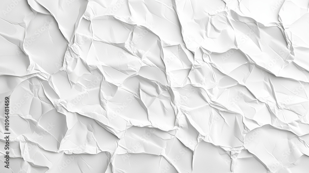 Poster crumpled white paper texture for background and design use