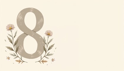 Fototapeta premium Artistic number eight with floral decorations for International Women's Day