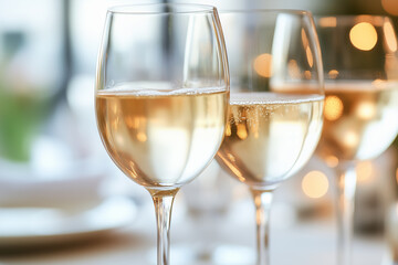 Close-Up of Wine Glasses at a Party with Blurred Background