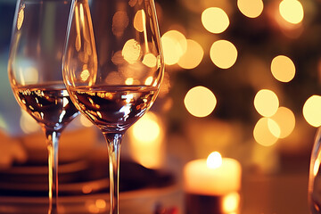 Close-Up of Wine Glasses at a Party with Blurred Background