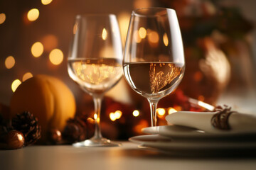 Close-Up of Wine Glasses at a Party with Blurred Background