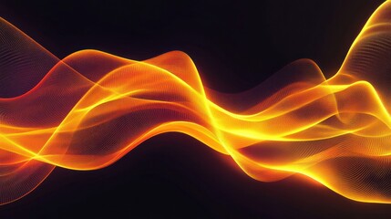 Abstract Orange and Gold Wave Design, Digital Art, Smooth Flowing Lines, Glowing Energy, Fiery Texture
