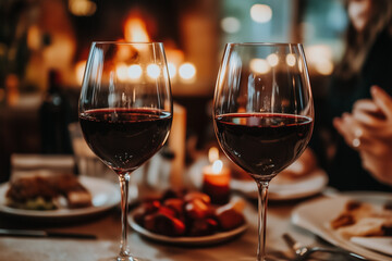 Naklejka premium Close-Up of Wine Glasses at a Party with Blurred Background