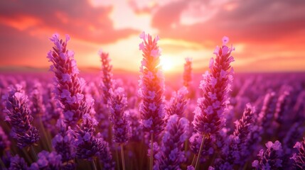 Lavender Field at Sunset