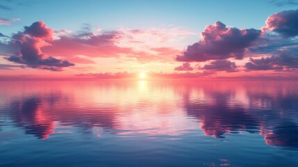 Serene Sunset over Calm Water: A Breathtaking Landscape Painting