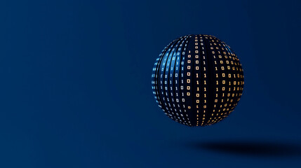 Fototapeta premium Anti tracking and protection concept. 3D globe with binary code on a dark blue background