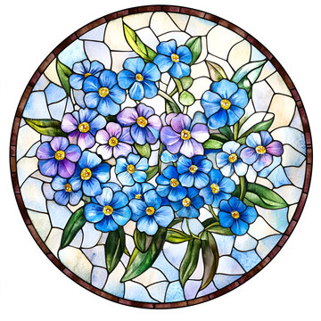 stained glass forget-me-nots floral arrangement clip art preview