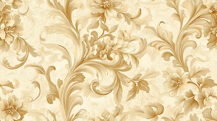 Seamless pattern Elegant Beige Floral Damask Wallpaper Pattern.