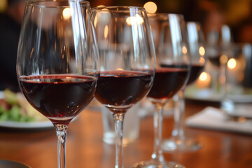 Fototapeta premium Close-Up of Wine Glasses at a Party with Blurred Background