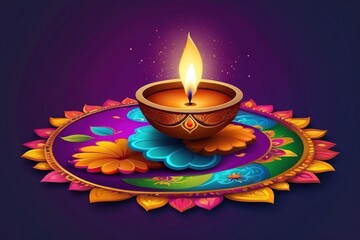 Diwali Celebration template. Diwali festival bokeh banner design. concept flat greeting card template invitation.