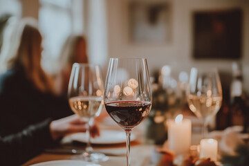 Obraz premium Close-Up of Wine Glasses at a Party with Blurred Background