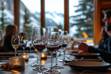 Close-Up of Wine Glasses at a Party with Blurred Background