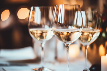 Fototapeta premium Close-Up of Wine Glasses at a Party with Blurred Background