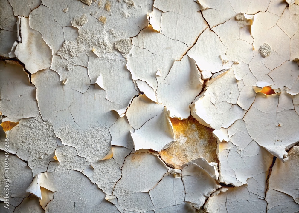 Poster abstract conceptual photography of a cracked white wall texture showcasing unique patterns and depth