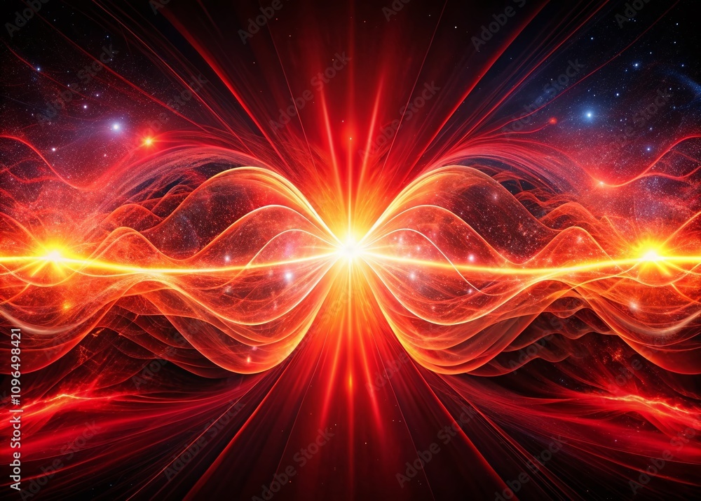 Poster abstract dark background with fiery red energy waves and illuminating light effects, perfect for art