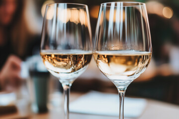 Close-Up of Wine Glasses at a Party with Blurred Background